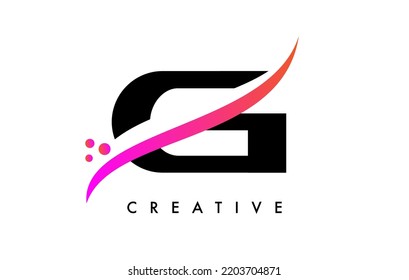 Diseño con logotipo G con elegante esparadrapo creativo y vector de puntos. Icono moderno de letra G de moda con corte de línea curvada e Ilustración de vectores de aspecto minimalista.