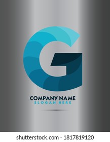 G Letter Logo design template with blue color shades.