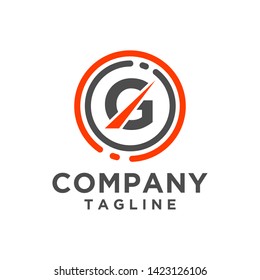 G Letter logo design vector icon with circle line. Minimalist style for business or finance brand company. Eps 10