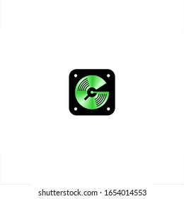 G letter logo DJ turntable vynil disk