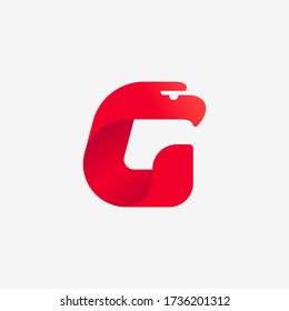 G letter logo with eagle head silhouette. Vector italic font perfect for sport identity, luxury posters and real estate company, etc.