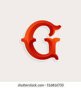 G letter logo in elegant circus faceted style. Slab serif font. Vintage vector typeface for labels, headlines, posters, cards etc.