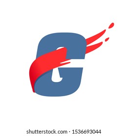 G letter logo with fast speed red flag line. Font style, delivery, sports etc vector design template elements.