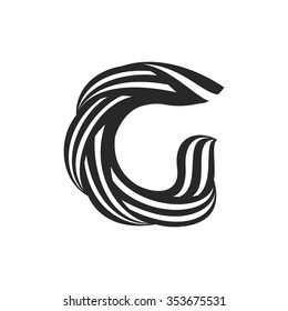 G letter logo formed by twisted lines. Wool mark font style, vector design template elements for your application or corporate identity.