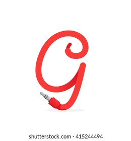 G letter logo formed by jack cable. Vector design template elements for your music application or corporate identity.