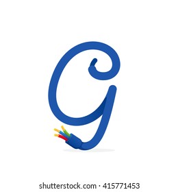 G letter logo formed by electric cable. Vector design template elements for your application or corporate identity.