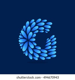 G letter logo formed by water drops. Vector ecology elements for posters, t-shirts, ecology presentation or card.