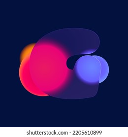 G letter logo in Glass morphism style. Vector multicolor translucent icon on black background. Perfect for colorful art, modern design, vibrant blurry advertising, multimedia identity.