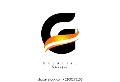 G-Buchstaben Logo mit Farbverlauf-Orange-Swoosh. Buchstabe G mit abstrakten geometrischen Elementen. Kreative Vektorgrafik mit Brief.