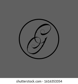 G letter logo with gray background.Black frame.G letter icon.