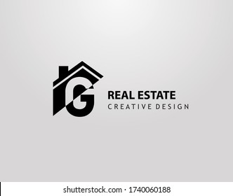 G Letter Logo. house shape with negative letter H, Real Estate Architecture Construction Icon Design.