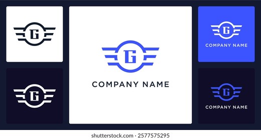 G letter logo and icon with circle and wings, vector template