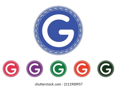 Logo de la letra G y diseño de iconos