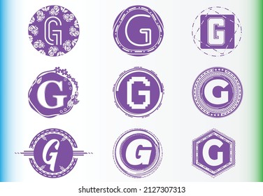 Logotipo de letra G y conjunto de plantillas de diseño de iconos