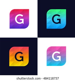 G letter logo icon mosaic polygonal colorful shape element. Creative company sign vector design