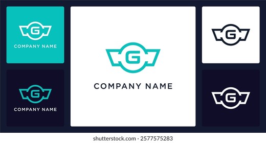 G letter logo and icon with protective wings, vector template