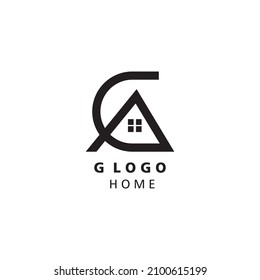 G letter logo illustration house design vector template