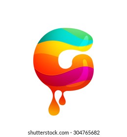 G letter logo with juice splash, waves and drops. Vector design template elements for your application or corporate identity.