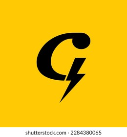 G Letter Logo With Lightning Thunder Bolt Vector Design. Electric Bolt Letter G Logo Vector Illustration.