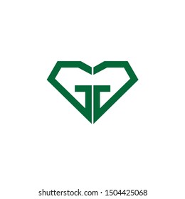 G Letter logo love. Icon Design Vector Illustration green. Good for logo diamond pearl