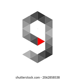 G letter logo. Lowercase polygon Style Geometric Colorful Alphabet Font Logo Vector. mosaic logo icon design template elements. With black,white and red colour contrast.  
