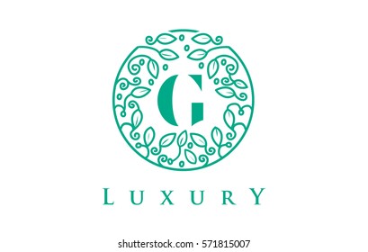 G Letter Logo Luxury. Green Beauty Cosmetics Logo Monogram.