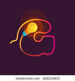 G letter logo made of light bulb and power cable. Designed for electricity advertising, creative idea poster, technology identity, etc.