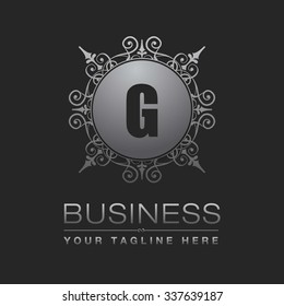 G Letter logo, Monogram design elements, Floral art Vintage logo design. Beautiful Boutique Logo Designs, Business sign, Restaurant, Royalty, Cafe, Hotel, Heraldic, Jewelry, Silver Gray Vector logo