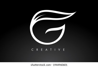 G Letter Logo with Monogram Leaf Concept in Black and White Colors Vector Illustration