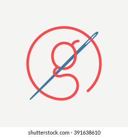 G letter logo with needle and thread. Font style, vector design template elements for your application or corporate identity.