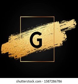 G letter logo with nice black and gold brush background.G letter icon.