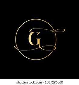 G letter logo with nice black and gold background.G letter icon.