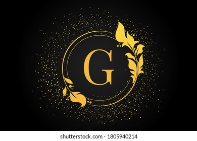 G letter logo on black background. Golden color G letter