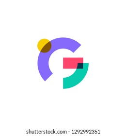 G letter logo overlapping color vector icon mark