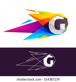 G letter logo with polygonal comet.