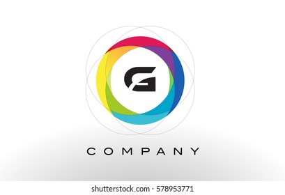 G Letter Logo with Rainbow Circle Design. Colorful Rounded Circular Letter Design 