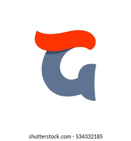 G letter logo with a red flag line. Fast speed vector script type.