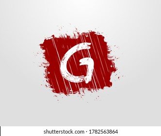 G Letra Logo en el elemento Grunge de la Plaza Roja. Plantilla de diseño del logotipo Retro Rusty Square.