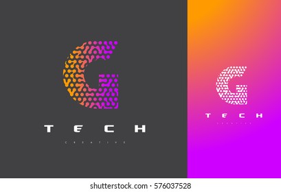 G Letter Logo Science Technology. Connected Dots Letter Design Vector with Points.