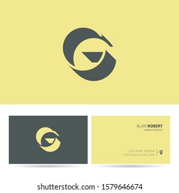 G letter logo shadow design with business card template