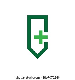 G letter logo, Shield with plus logo design vector