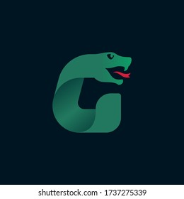 G letter logo with snake head silhouette. Vector font perfect for sport identity, danger posters and exotic company, etc.