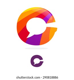 G letter logo, speech bubble negative space volume vector icon