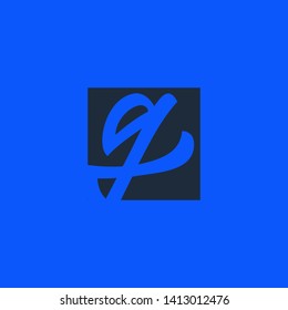 G Letter logo square vitage hand drawn handletter