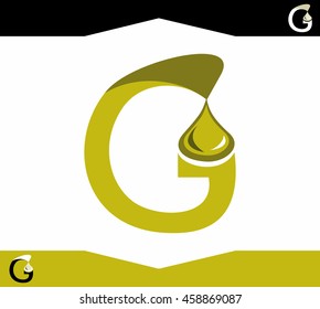 G letter logo symbol imitating an oil drop leaking from the top of it