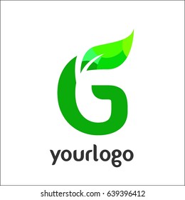 G Letter logo. Vector green alphabet set of eco letters logo with leaves