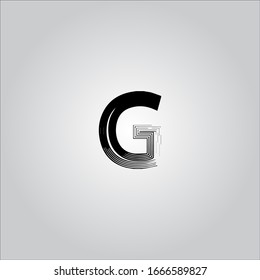 G letter logo with white gradient background.The black letter icon.Nice letter design.