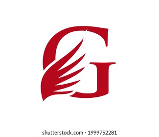 G letter logo with wing. Wing logo with G letter concept