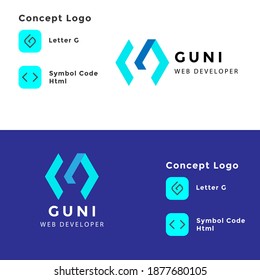 G letter logo.Code icons in trendy flat style with code symbols for your website designs, logos, apps, UI. Vector illustration.