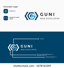 G letter logo.Code icons in trendy flat style with code symbols for your website designs, logos, apps, UI. Vector illustration.